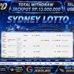 BUKTI JACKPOT KEMENANGAN TOGEL SYDNEY LOTTO Rp. 13.000.000 DI SITUS JEBOLWD 30 Agustus 2026