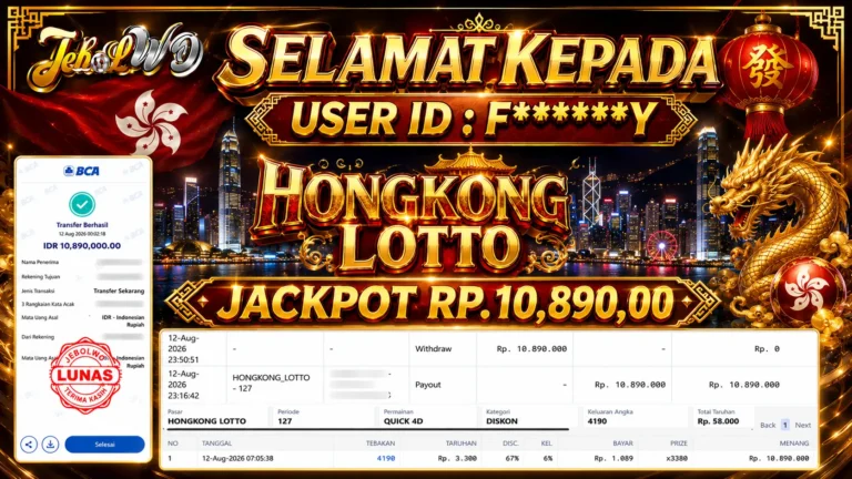 BUKTI JACKPOT KEMENANGAN TOGEL SYDNEY LOTTO Rp. 10.890.000 DI SITUS JEBOLWD 12 Agustus 2026
