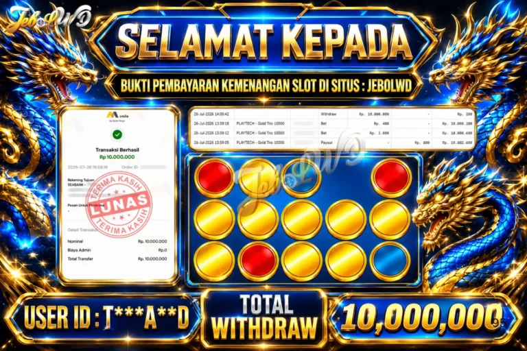 BUKTI JACKPOT KEMENANGAN SLOT PLAYTECH – Gold Trio 10000 Rp. 10.000.000 DI SITUS JEBOLWD 26 Jul 2026