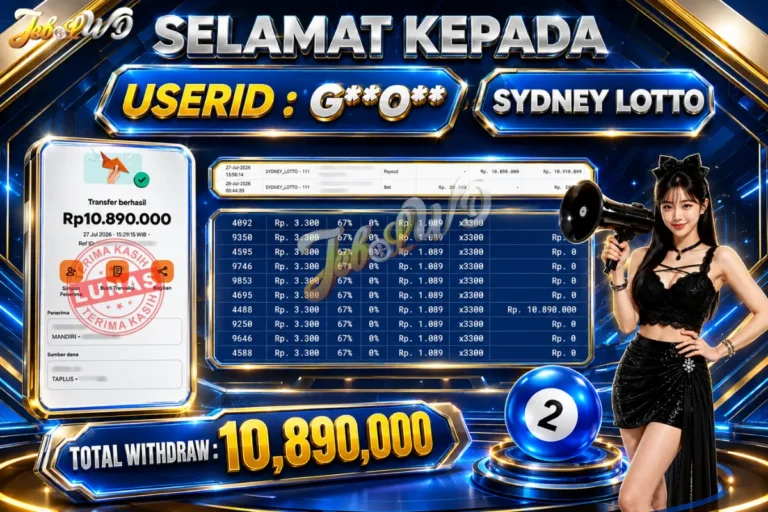 BUKTI JACKPOT KEMENANGAN TOGEL SYDNEY LOTTO Rp. 10.890.000 DI SITUS JEBOLWD 27 Jul 2026