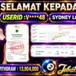 BUKTI JACKPOT KEMENANGAN TOGEL SYDNEY LOTTO Rp. 13.904.000 DI SITUS JEBOLWD 01 Agustus 2026