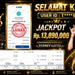BUKTI JACKPOT KEMENANGAN TOGEL SYDNEY LOTTO Rp. 13.890.000 DI SITUS JEBOLWD 24 Agustus 2026