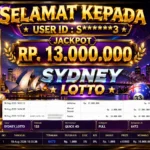 BUKTI JACKPOT KEMENANGAN TOGEL SYDNEY LOTTO Rp. 13.000.000 DI SITUS JEBOLWD 18 Agustus 2026